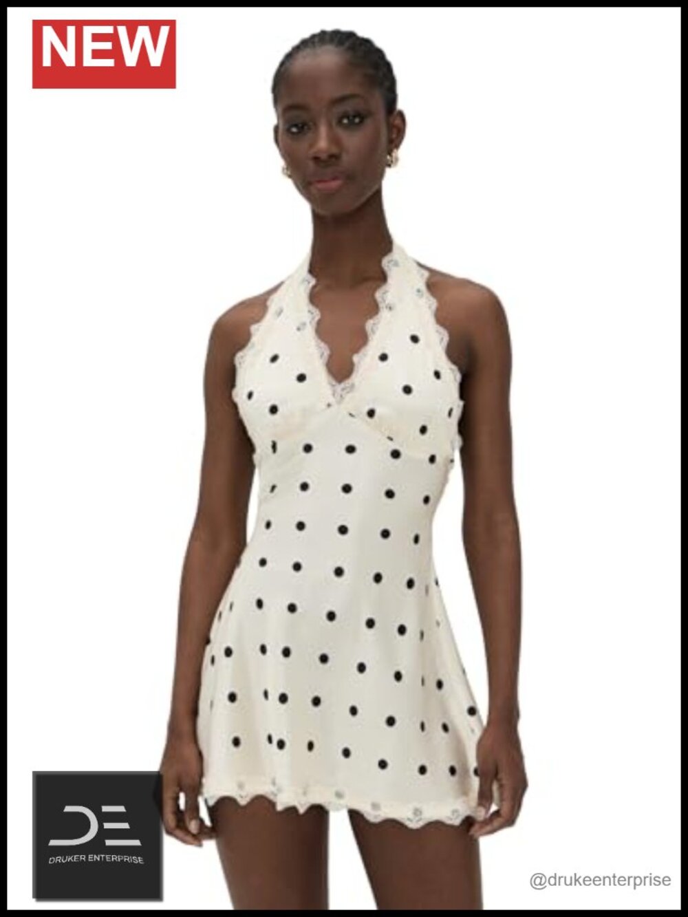 Lioness Stars Align Mini Dress Stretch Charmeuse Halter Fit & Flare